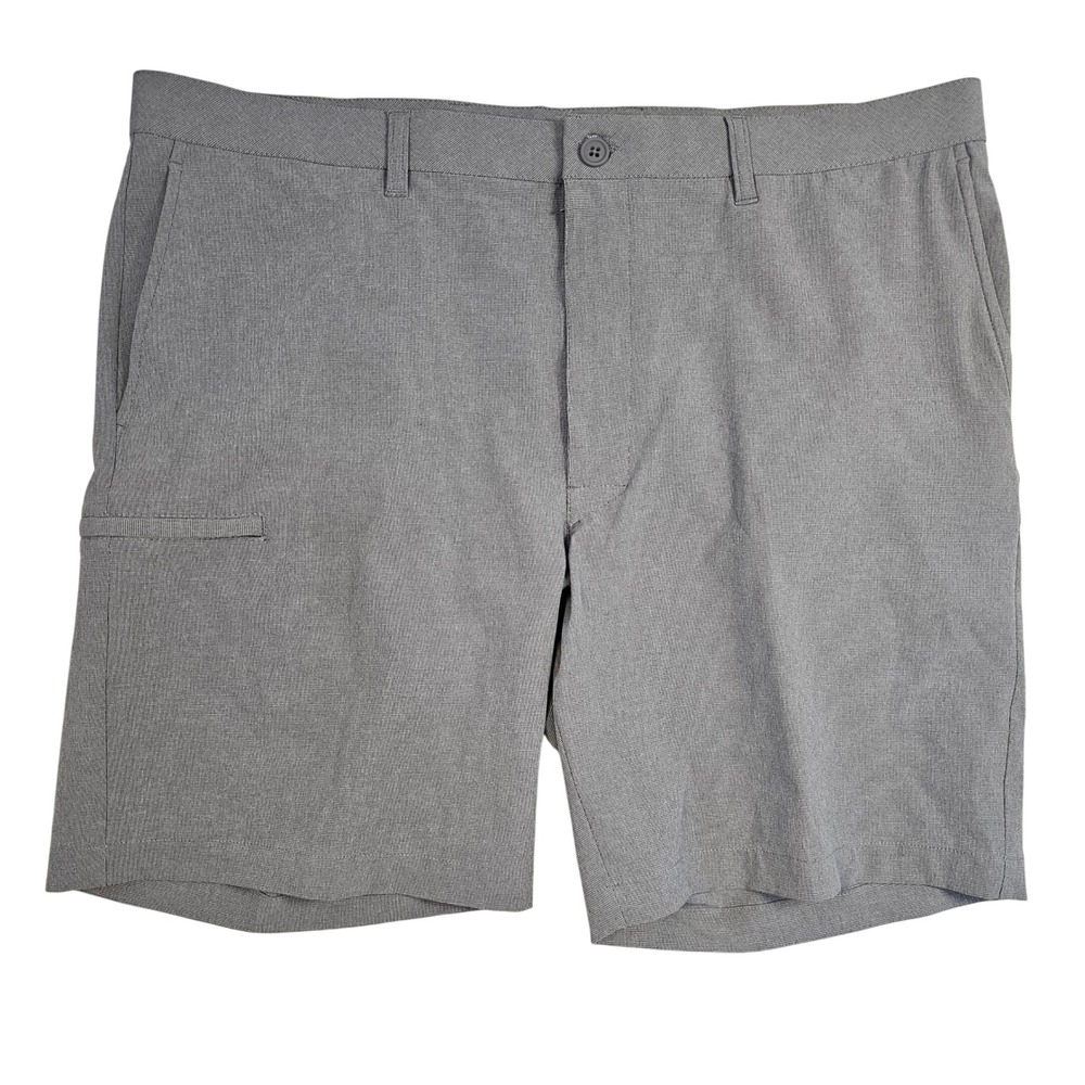 Roundtree & Yorke Performance Mens Grey Flat Front Golf Shorts Size 42 Stretch